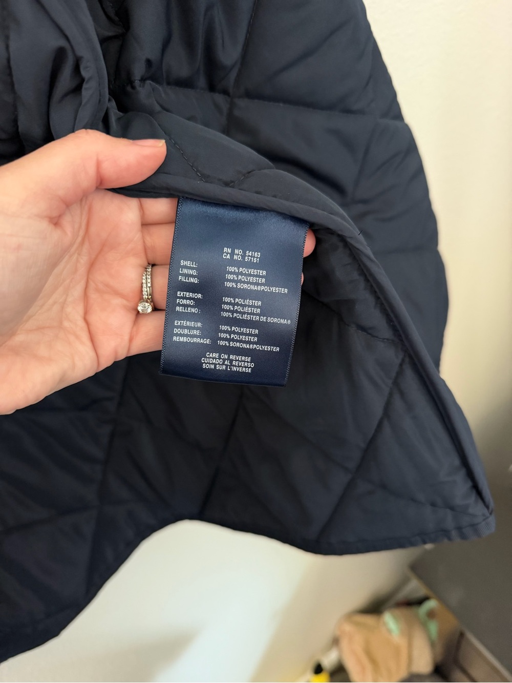 Tommy Hilfiger Navy Diamond Quilted Collarless Jacket Women’s L - Picture 6 of 9